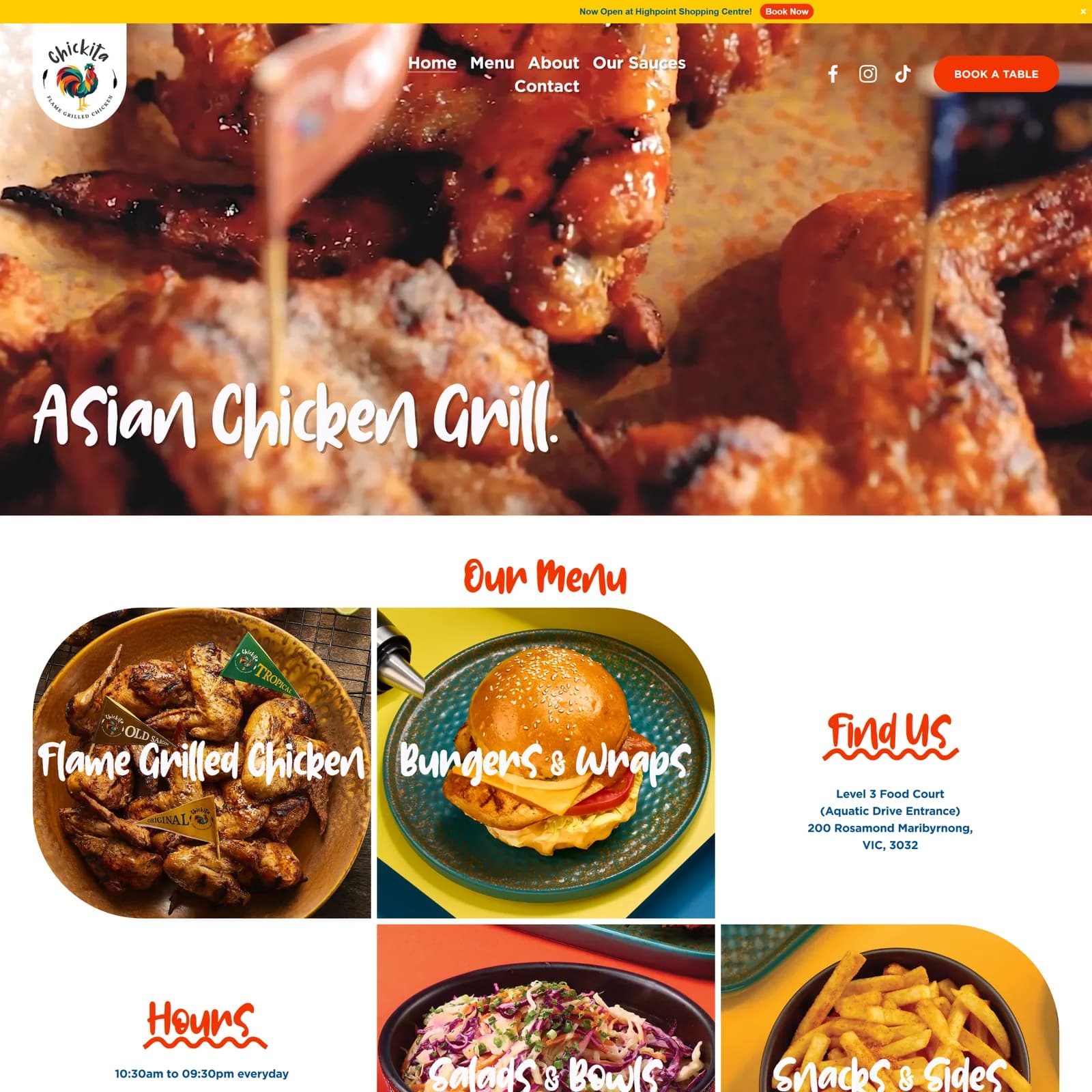 Chickita restaurant website screenshot