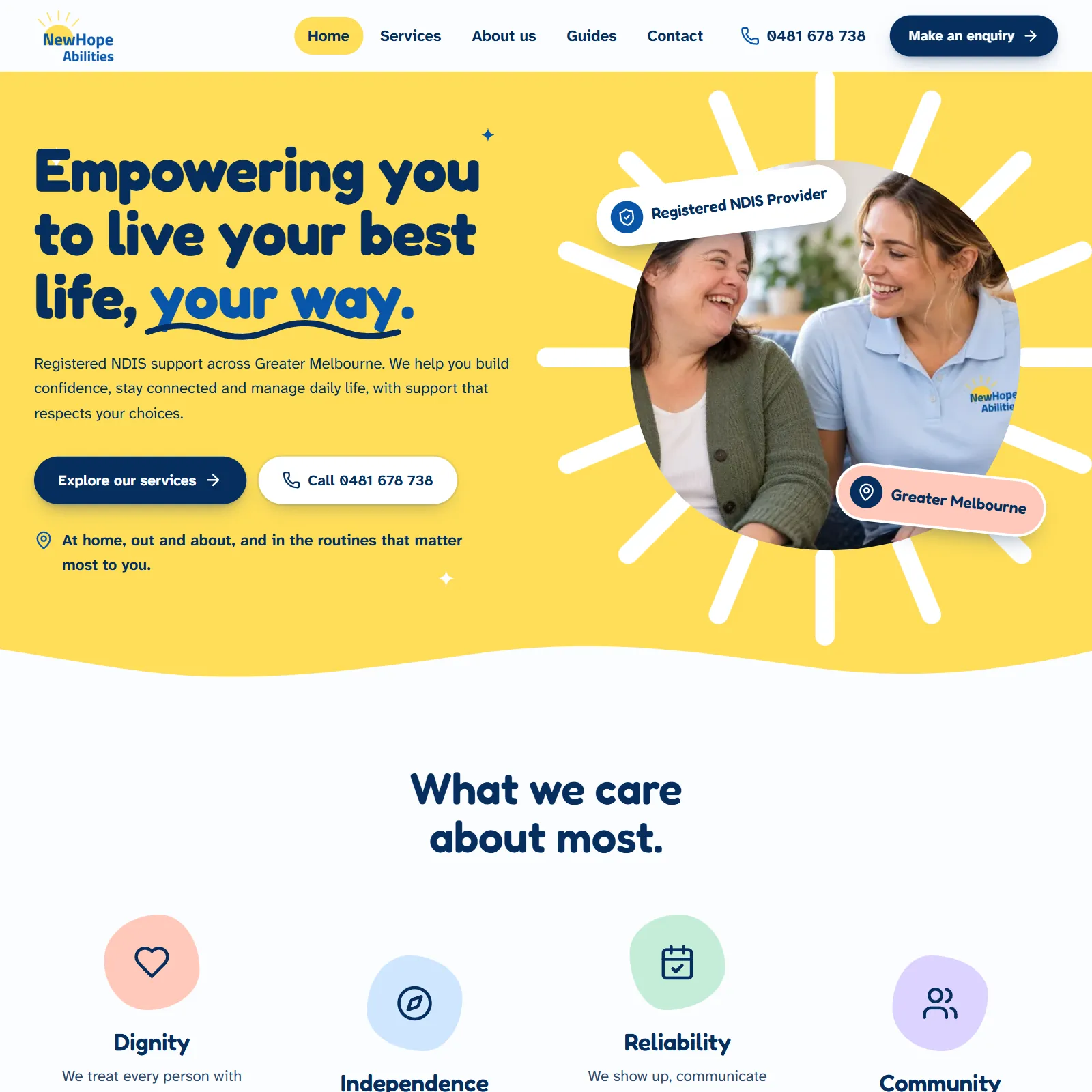 NewHope Abilities NDIS provider website screenshot
