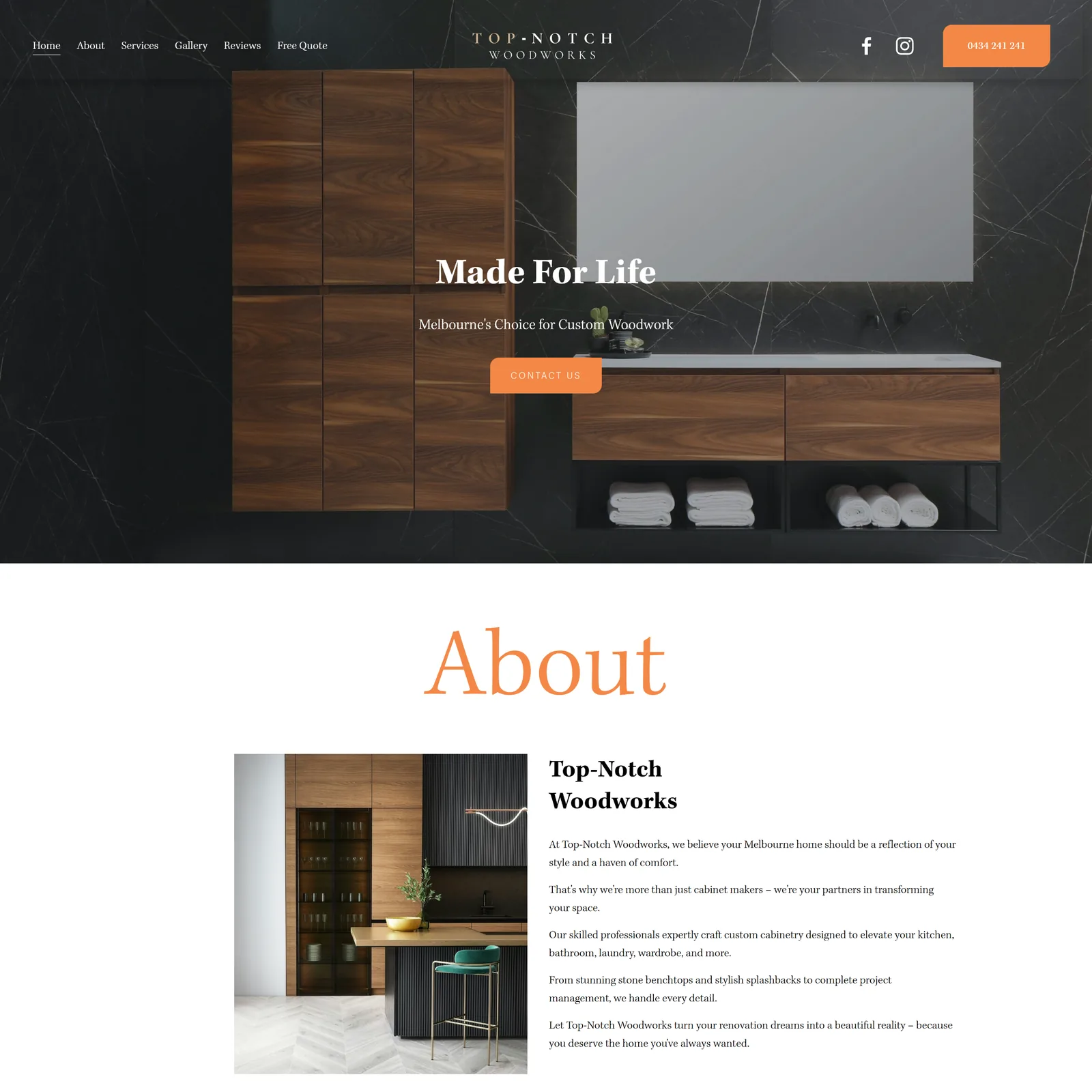 Top Notch Woodworks website screenshot