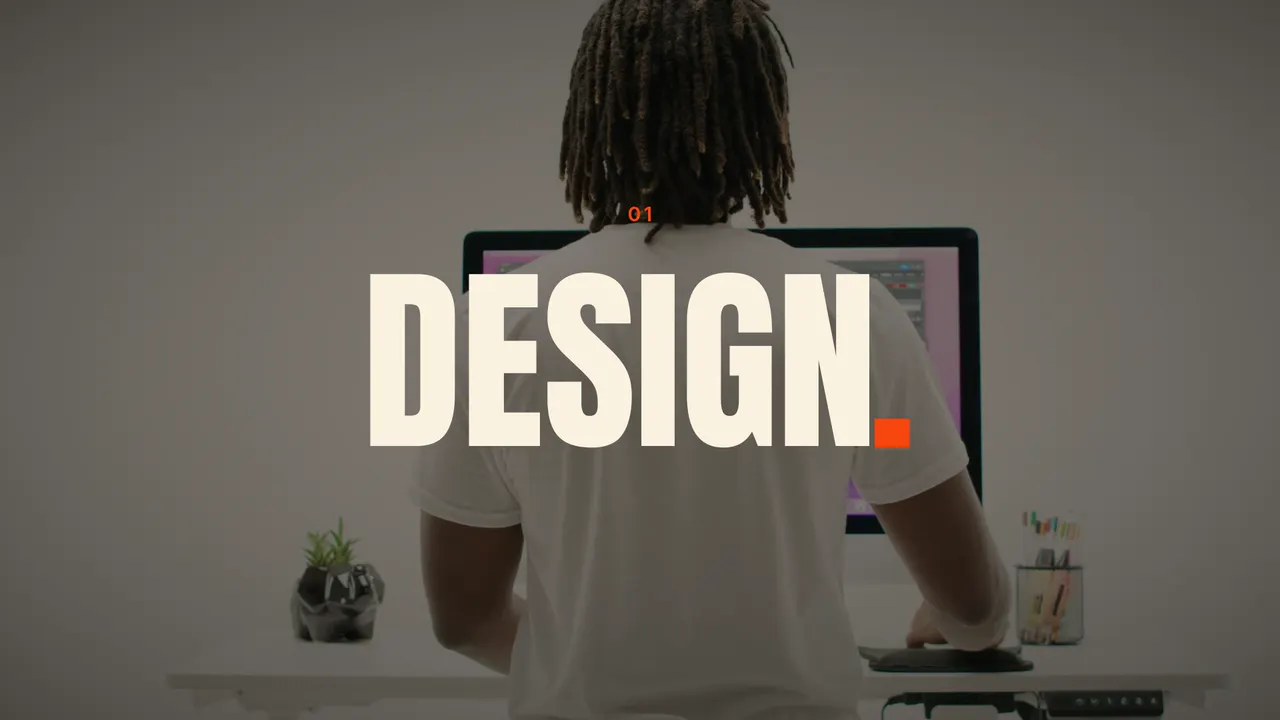 Still from the Blu Mint Digital film: the word Design over a designer sketching
